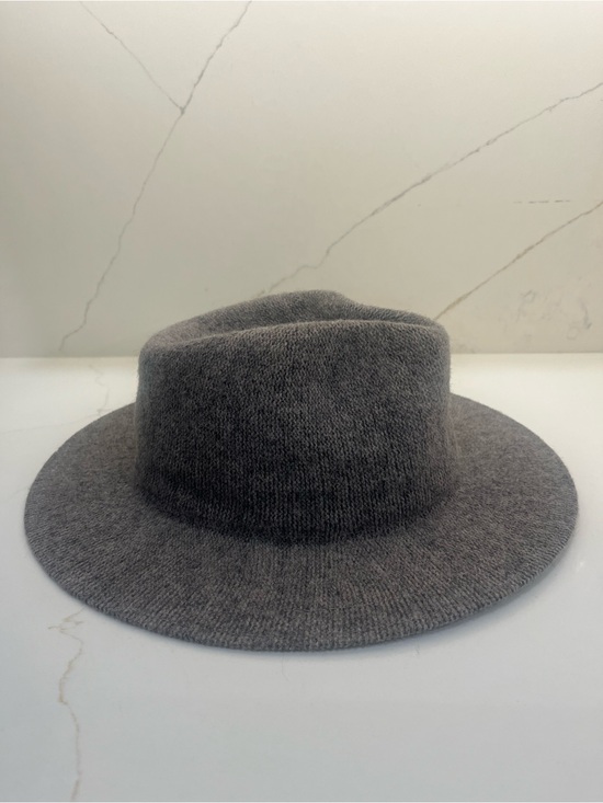Anthropologie Gray Knit Fedora Hat | Soft Wide Brim | One Size
